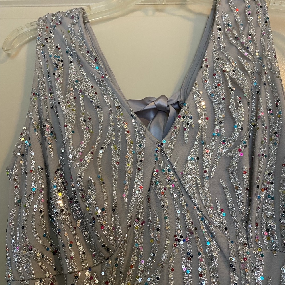 Summer silver gown perfect for prom or special event